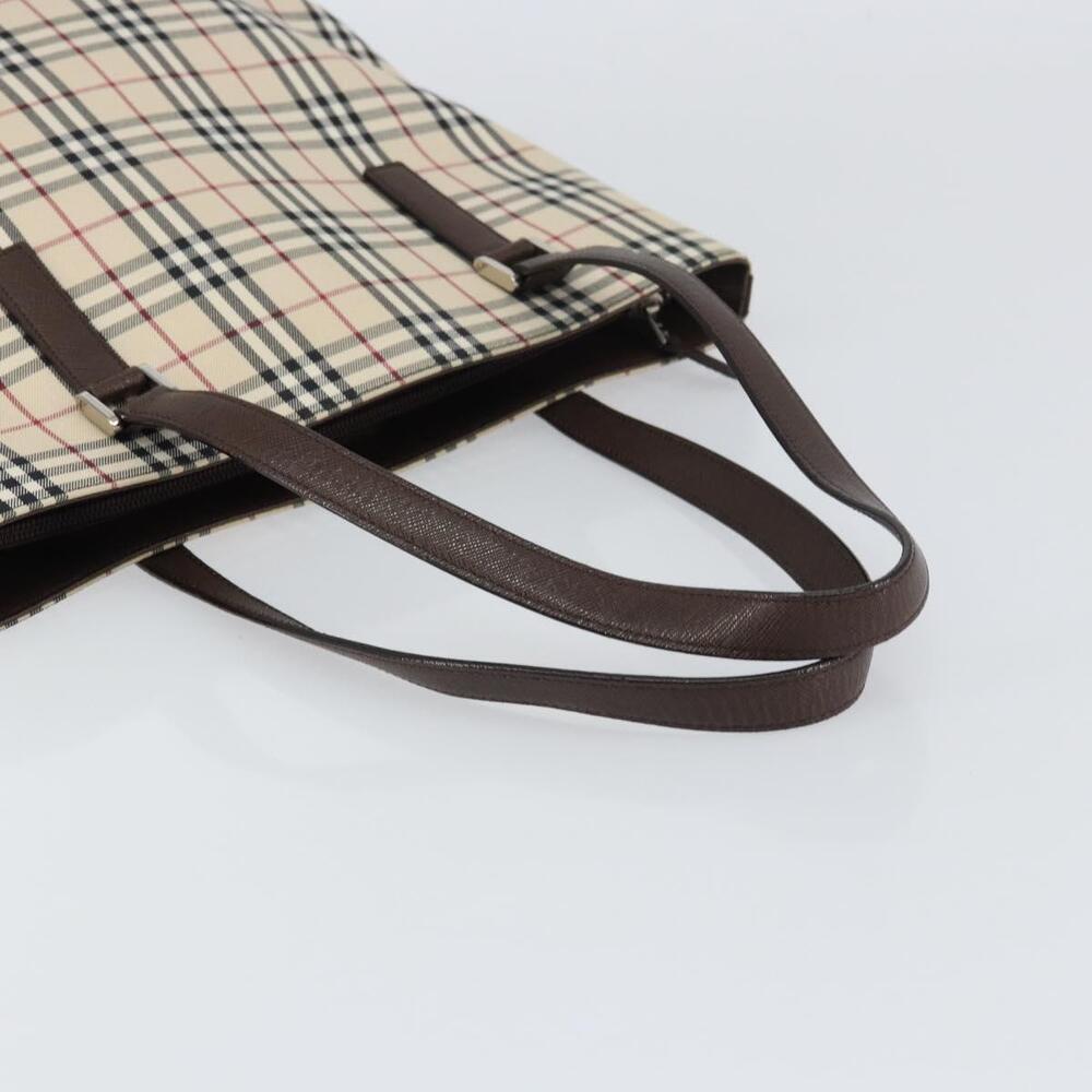 BURBERRY Nova Check Tote Bag PVC Beige Silver Auth BA8673 - Picture 7 of 16